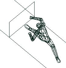 wireframe image of a hurdler viewed from an oblique view